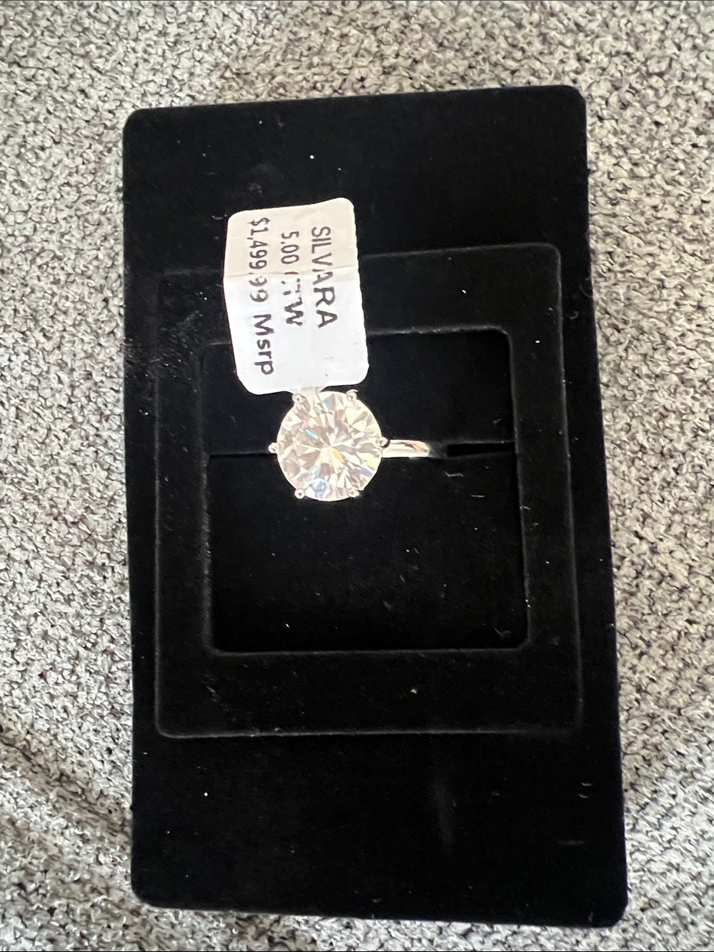 NWT Silvara 5.00 CTW Solitaire Moissanite Sterling Silver Ring Size 5